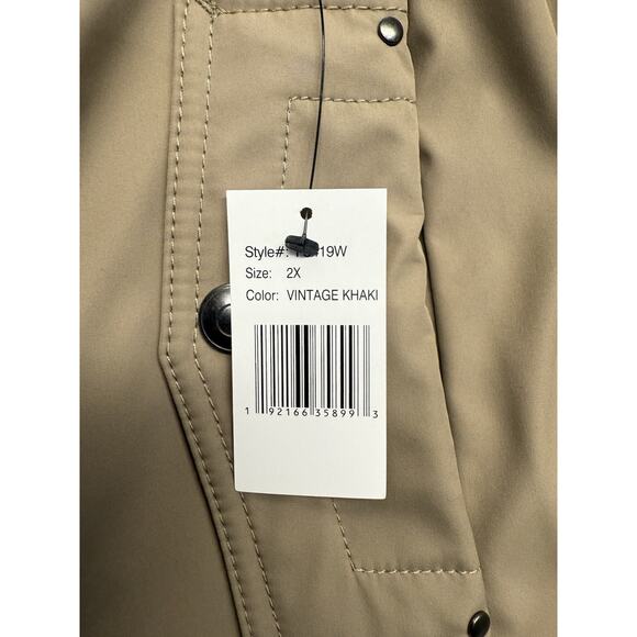 Weatherproof Waterproof Hooded Trench Coat Women's Size 2X Belted Khaki Quilted - Picture 8 of 10